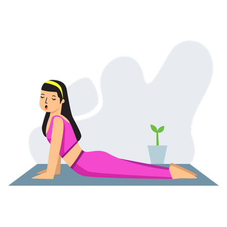 Girl Doing Yoga Cobra  Illustration