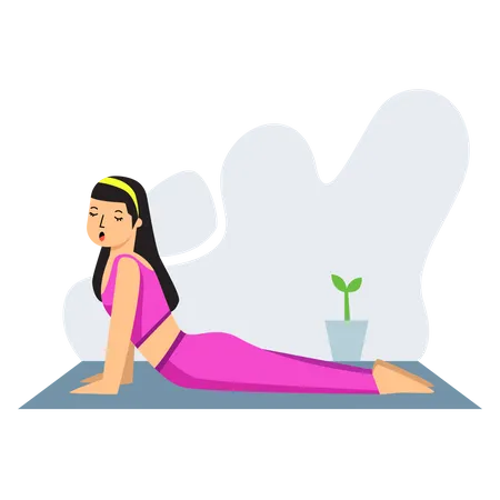 Girl Doing Yoga Cobra  Illustration