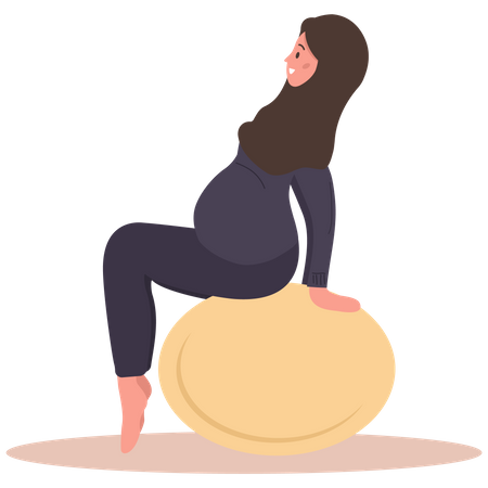Girl doing Yoga during pregnancy Illustration