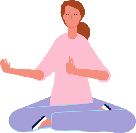 Girl Doing Yoga Exercise  Illustration