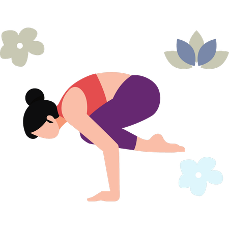 Girl Doing Yoga Exercising For Fitness  Illustration