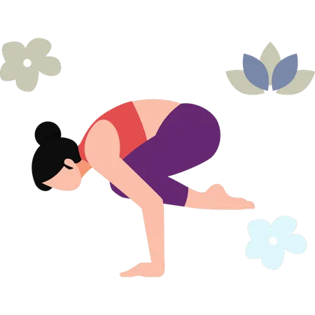 Girl Doing Yoga Exercising For Fitness  Illustration