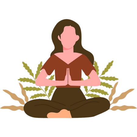 Girl doing yoga for peace  일러스트레이션