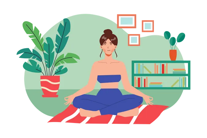 Girl Doing Yoga  Illustration