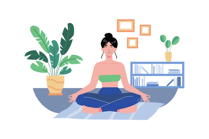 Girl Doing Yoga  Illustration