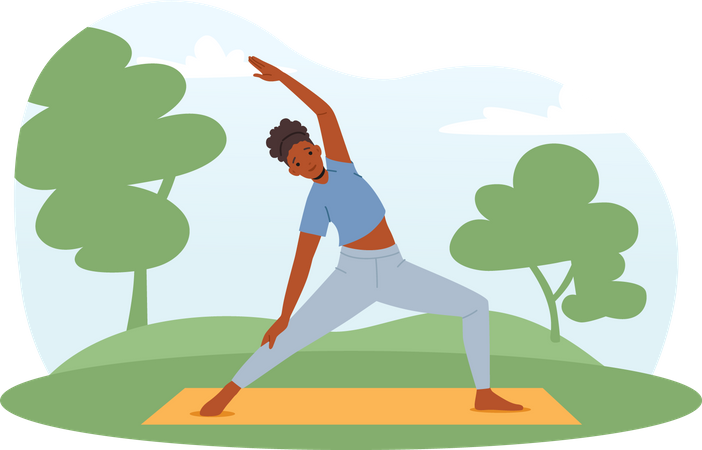 Girl doing yoga in park  Illustration