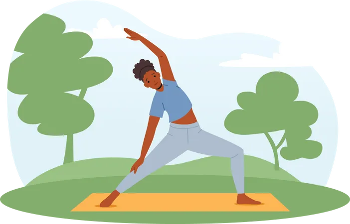 Girl doing yoga in park  Illustration