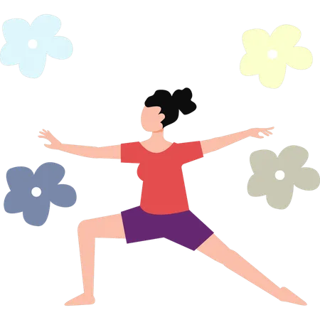 Girl Is Doing Yoga Pose Illustration