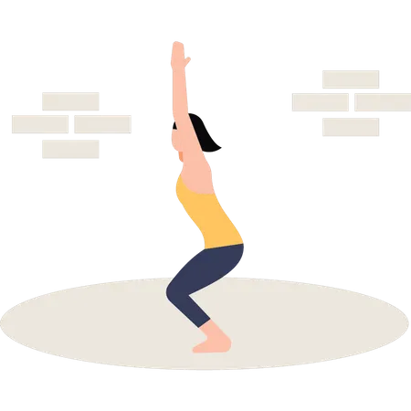 Girl doing yoga positions  Illustration