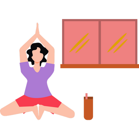 Girl doing yoga positions  Illustration