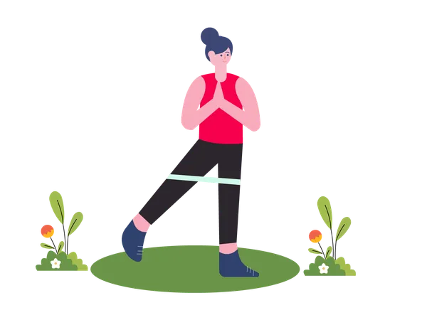 Girl doing yoga stretching  Illustration