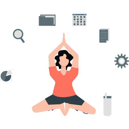 Girl doing yoga to stay fresh all day  Illustration