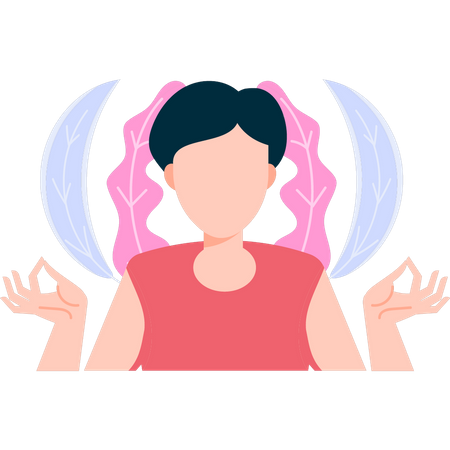Girl doing yoga with hands  Illustration