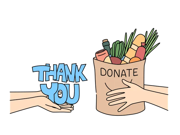 Girl donates vegetables to needy people  Illustration
