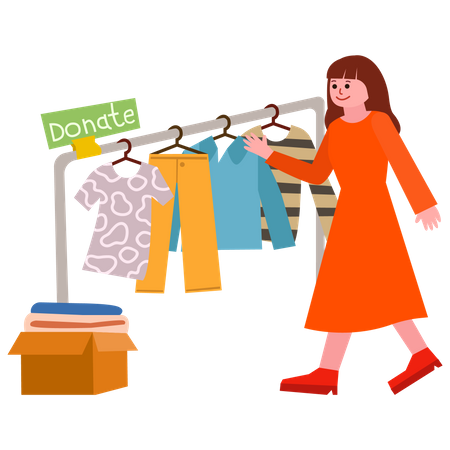 Girl donating clothes Illustration