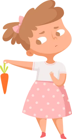 Girl dont like carrot  Illustration