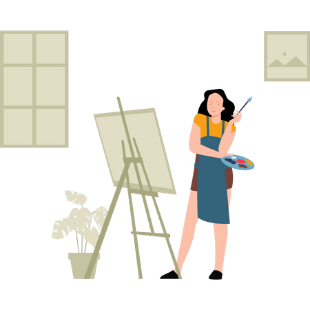 Girl draw painting  Illustration