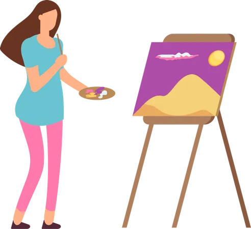 Girl Draw Painting Illustration