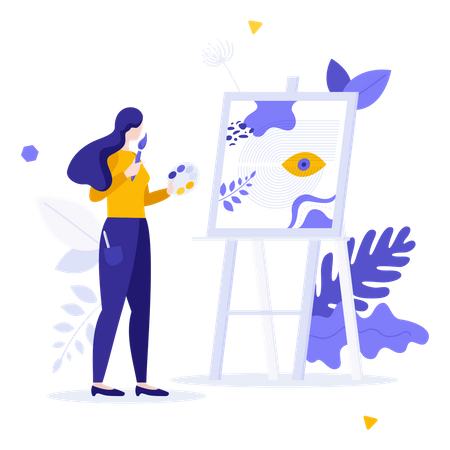 Girl Draw Painting  Illustration