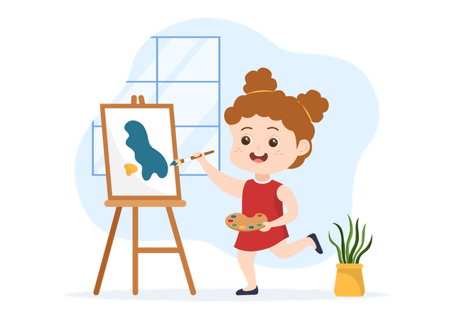 Girl drawing art Illustration