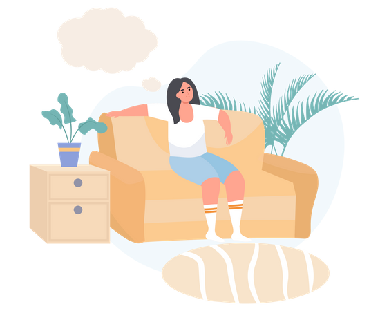 Girl dreaming on sofa Illustration