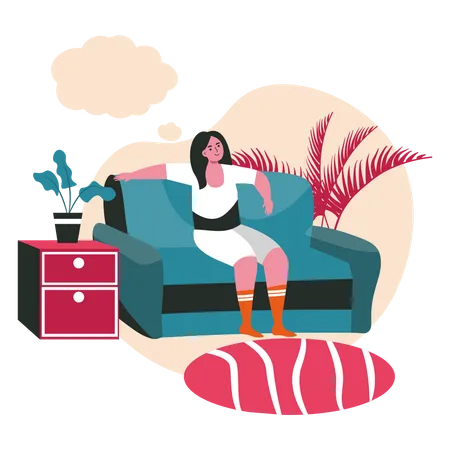 Girl dreaming on sofa Illustration