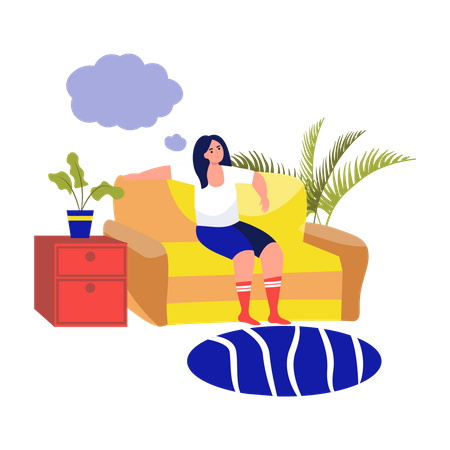 Girl dreaming on sofa  Illustration