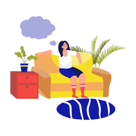 Girl dreaming on sofa  Illustration