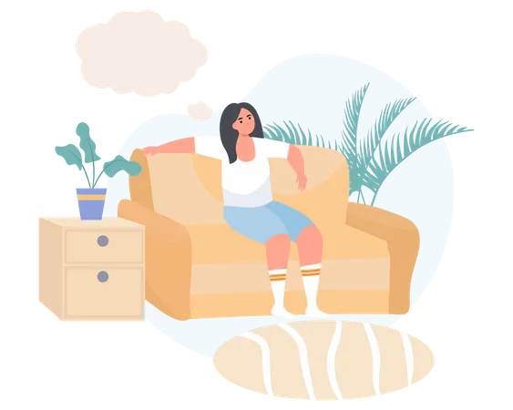 Girl dreaming on sofa  Illustration