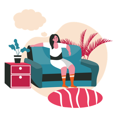 Girl dreaming on sofa  Illustration