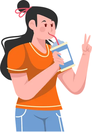 Girl Drink Milkshake  Illustration