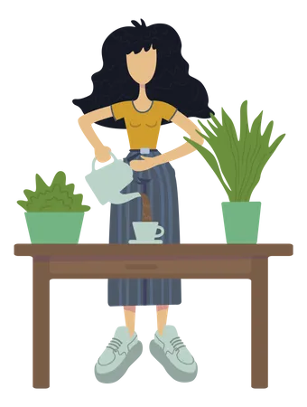 Girl drink organic tea  Illustration