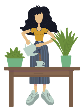 Girl drink organic tea  Illustration