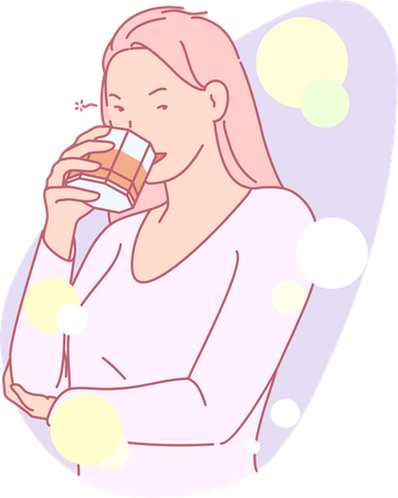 Girl Drinking Alcohol  Illustration