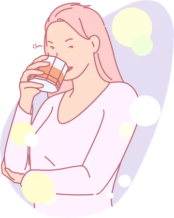 Girl Drinking Alcohol  Illustration
