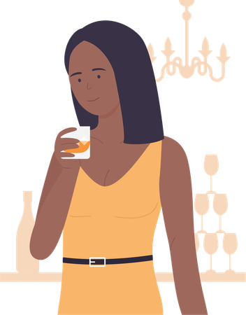 Girl drinking alcohol  Illustration