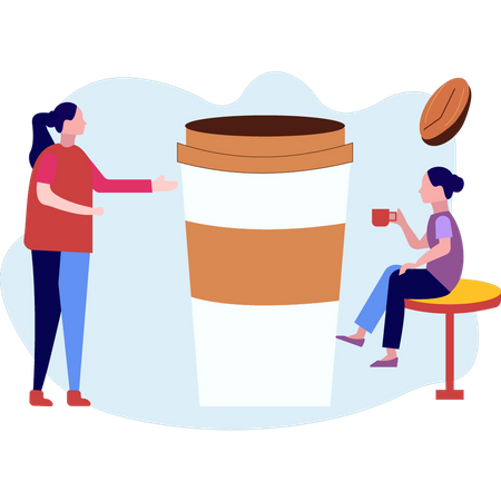 Girl drinking coffee  Illustration