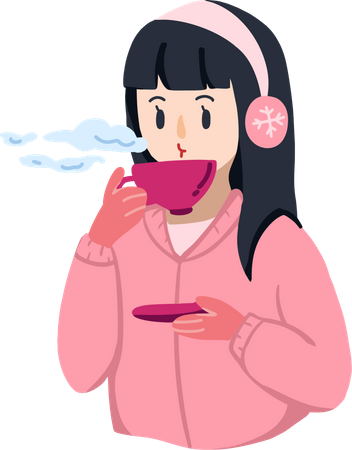 Girl Drinking Coffee  Illustration