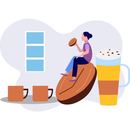 Girl drinking coffee  Illustration