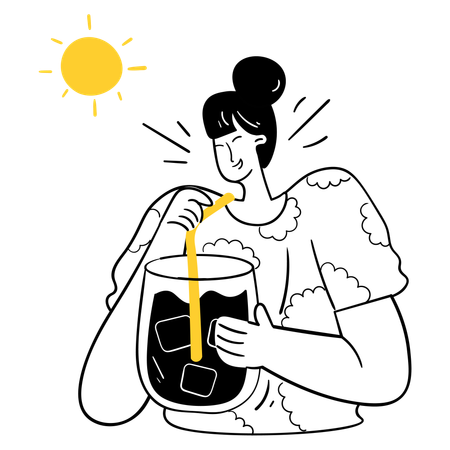 Girl drinking Cold Brew Refreshment  Illustration