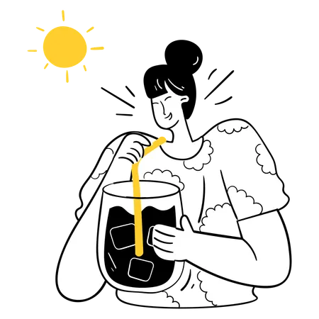 Girl drinking Cold Brew Refreshment  Illustration