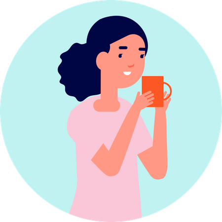 Girl drinking hot beverage  Illustration