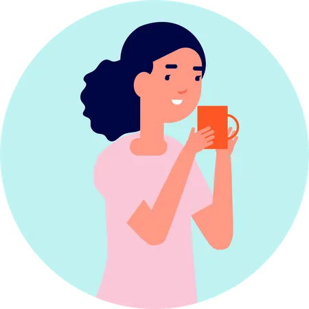 Girl drinking hot beverage  Illustration