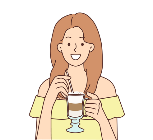 Girl drinking juice  Illustration