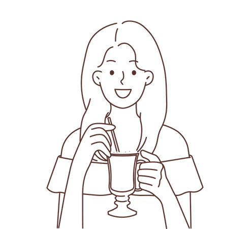 Girl drinking juice  Illustration