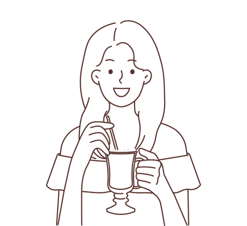 Girl drinking juice  Illustration