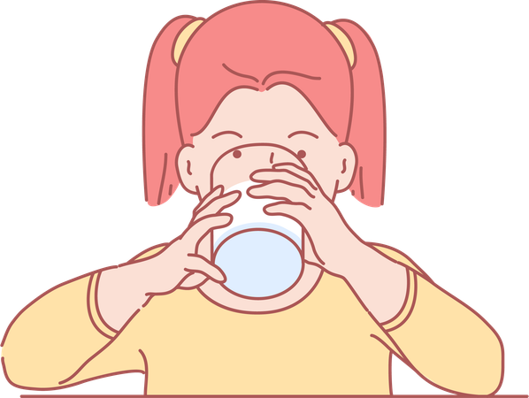 Girl drinking milk  Illustration