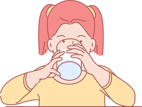 Girl drinking milk  Illustration