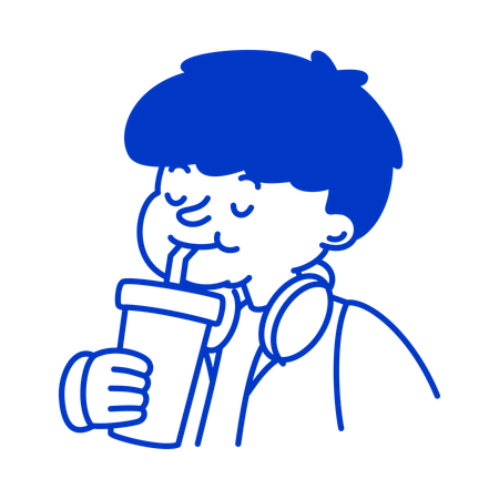 Girl Drinking refreshing soda  Illustration