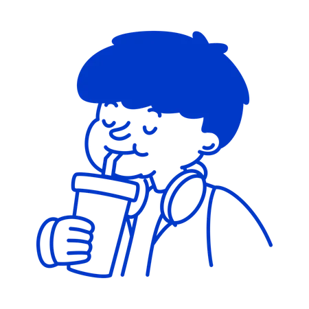 Girl Drinking refreshing soda  Illustration